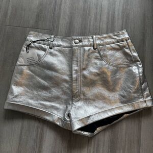 Lovers + Friends silver metallic leather shorts Size M